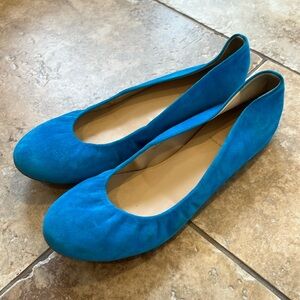 J Crew Bailarina Flats in Gorgeous Blue Suede